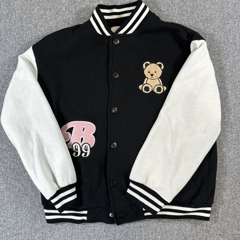 Rare Vintage Summer 1996 Varsity Jacket 2010s Black Cream‎ Youth Size Large